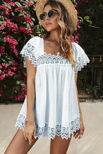 Load image into Gallery viewer, Lace Detail Square Neck Short Sleeve Blouse