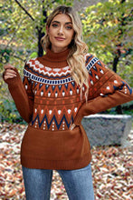 Load image into Gallery viewer, Geometric Turtleneck Long Sleeve Sweater