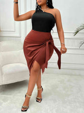 Load image into Gallery viewer, Plus Size One-Shoulder Sleeveless Tied Dress