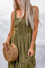 Load image into Gallery viewer, Swiss Dot Decorative Button Ruffle Hem Dress