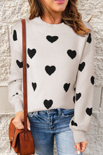 Load image into Gallery viewer, Heart Pattern Drop Shoulder Sweater