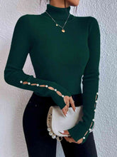 Load image into Gallery viewer, Cutout Turtleneck Rib-Knit Top