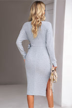 Load image into Gallery viewer, Surplice Neck Tied Ribbed Dress