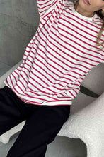 Load image into Gallery viewer, Round Neck Striped Dropped Shoulder T-Shirt