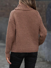 Load image into Gallery viewer, Turtleneck Dropped Shoulder  Pullover Sweater