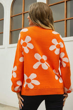 Load image into Gallery viewer, Floral Print Round Neck Dropped Shoulder Pullover Sweater