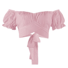 Load image into Gallery viewer, Off-Shoulder Flounce Sleeve Tie Back Top