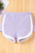 Load image into Gallery viewer, Baby Girl Contrast Trim Ribbed Cami and Shorts Set