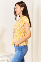 Load image into Gallery viewer, Double Take Floral Petal Sleeve Babydoll Top