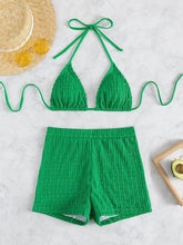 Load image into Gallery viewer, Eyelet Halter Neck Bra and Bottom Swim Set