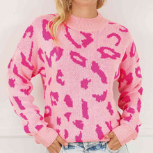 Load image into Gallery viewer, Leopard Round Neck Drop Shoulder Sweater
