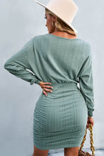 Load image into Gallery viewer, Ruched Dropped Shoulder Textured Knit Dress