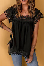 Load image into Gallery viewer, Lace Detail Square Neck Short Sleeve Blouse