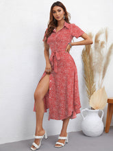 Load image into Gallery viewer, Printed Short Sleeve Collared Dress
