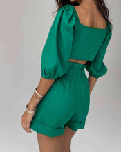 Load image into Gallery viewer, Cutout Puff Sleeve Top and Shorts Set