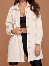 Load image into Gallery viewer, Collared Neck Button-Up Dropped Shoulder Denim Jacket