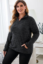 Load image into Gallery viewer, Plus Size Heathered Quarter Zip Pullover