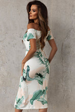 Load image into Gallery viewer, Slit Printed Off-Shoulder Midi Dress