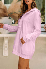 Load image into Gallery viewer, Drawstring Half Zip Hooded Dress