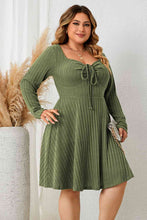 Load image into Gallery viewer, Plus Size Sweetheart Neck Long Sleeve Ribbed Dress