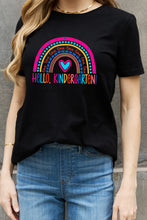 Load image into Gallery viewer, Simply Love Full Size LOVE HELLO KINDERGARTEN Rainbow Graphic Cotton Tee