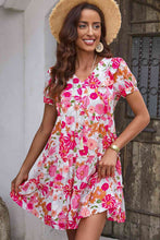 Load image into Gallery viewer, Floral V-Neck Short Sleeve Dress