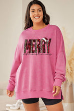 Load image into Gallery viewer, Plus Size MERRY CHRISTMAS Round Neck Slit Sweatshirt