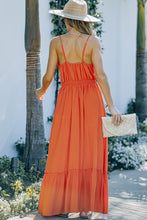 Load image into Gallery viewer, Frill Trim Cutout Spaghetti Strap Dress