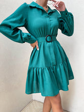 Load image into Gallery viewer, Collared Lantern Sleeve Mini Dress