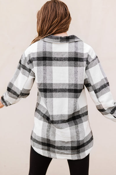 Plaid Dropped Shoulder Pocket Shacket