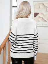Load image into Gallery viewer, Striped Round Neck Cable-Knit Sweater