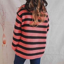 Load image into Gallery viewer, Striped Round Neck Long Sleeve Sweater
