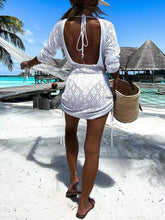 Load image into Gallery viewer, Backless Openwork Drawstring Round Neck Cover Up