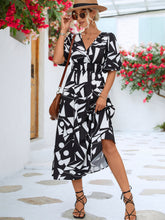 Load image into Gallery viewer, Printed Surplice Balloon Sleeve Dress
