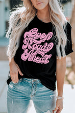 Load image into Gallery viewer, Round Neck Short Sleeve OPEN ROADS AHEAD Graphic Tee
