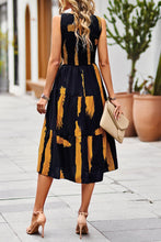 Load image into Gallery viewer, Printed Round Neck Slit Sleeveless Dress