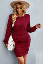 Load image into Gallery viewer, Ruched Dropped Shoulder Textured Knit Dress
