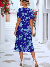Load image into Gallery viewer, Floral Puff Sleeve Ruffle Hem Midi Dress