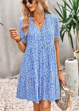 Load image into Gallery viewer, Floral Buttoned Puff Sleeve Dress