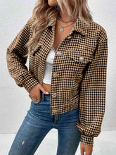 Load image into Gallery viewer, Houndstooth Collared Neck Button Up Jacket