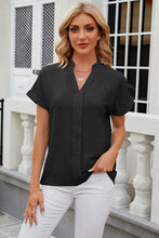 Load image into Gallery viewer, Notched Short Sleeve Blouse