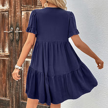 Load image into Gallery viewer, Tie Neck Puff Sleeve Mini Dress