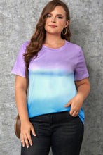 Load image into Gallery viewer, Plus Size Gradient Color Block Tee Shirt