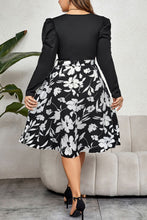 Load image into Gallery viewer, Plus Size Round Neck Puff Sleeve Printed Dress