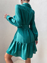 Load image into Gallery viewer, Collared Lantern Sleeve Mini Dress