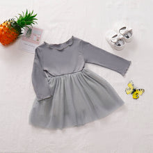 Load image into Gallery viewer, Girls Round Neck Ribbed Tulle Dress