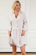 Load image into Gallery viewer, Notched Balloon Sleeve Mini Dress