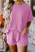 Load image into Gallery viewer, Round Neck Top and Pocketed Shorts Set