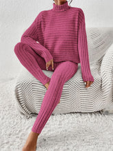 Load image into Gallery viewer, Ribbed Turtleneck Top and Pants Set