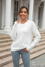 Load image into Gallery viewer, Round Neck Ribbed Long Sleeve Sweater